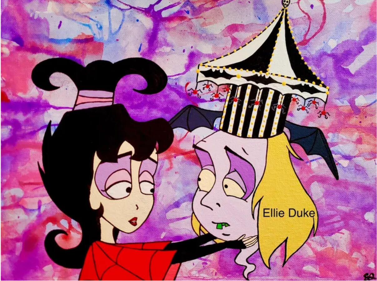 Lydia Deetz and Beetlejuice Cartoon beetlejuice cartoon lydia ellie duke art