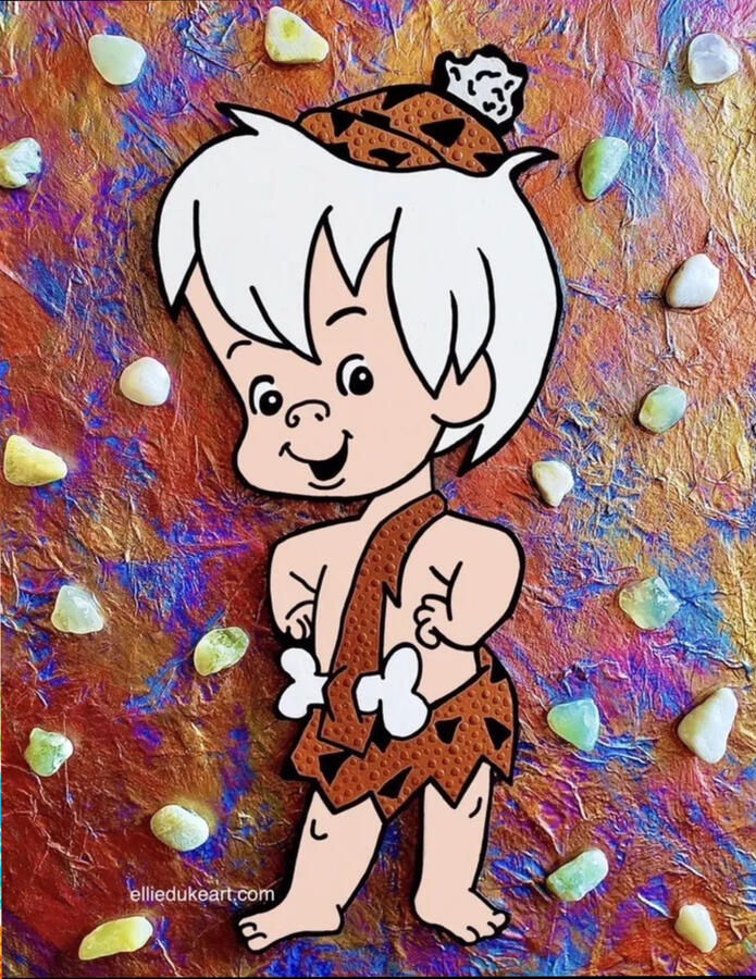 mixed media bamm bamm rubble art ellie duke